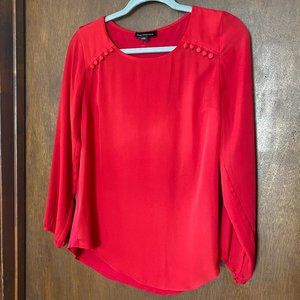 FORTUNE + IVY Clydell Mixed Material Red Blouse